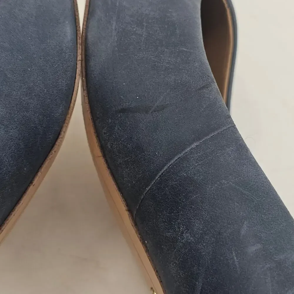 Vionic Josie pointed toe kitten heel leather pumps shoe navy blue 10 Corpcore